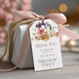 Elegant Fantasy Floral Birthday Thank You ギフトタグ
