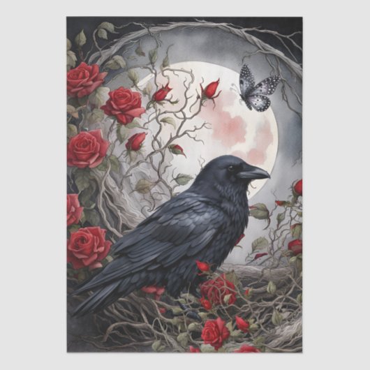 Elegant Fantasy Moon, Raven & Red Roses  薄葉紙 (正面)