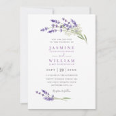 Elegant Farmhouse Lavender Rustic QR Code Wedding 招待状 (正面)