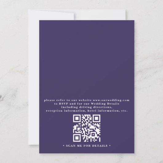 Elegant Farmhouse Lavender Rustic QR Code Wedding 招待状 (裏面)