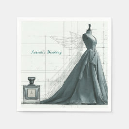 Elegant Fashion Birthday Napkins – Perfume & Gown  スタンダードカクテルナプキン