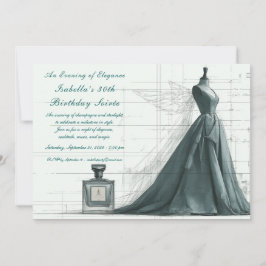 Elegant Fashion Sketch Birthday Invitation  招待状