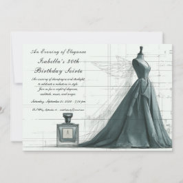 Elegant Fashion Sketch Birthday Invitation  招待状