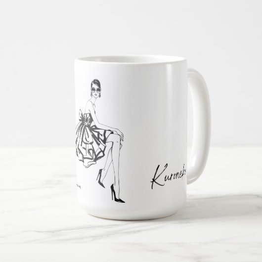 Elegant Fashion Sketch Mug コーヒーマグカップ (正面右)