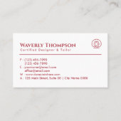 Elegant Fashion Tailor Designer Red Pink White  名刺 (正面)