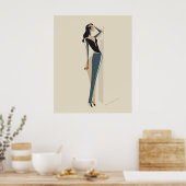 Elegant Fashion Woman Illustration – Minimalist  ポスター (キッチン)