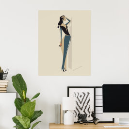 Elegant Fashion Woman Illustration – Minimalist  ポスター