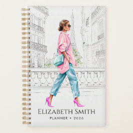Elegant Fashion Woman Walking Planner プランナー手帳