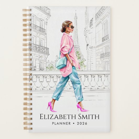 Elegant Fashion Woman Walking Planner プランナー手帳 (正面)