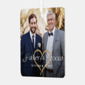 Elegant Father of the Groom Photo Memory Keepsake メタルオーナメント (正面左)