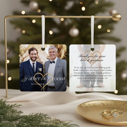 Elegant Father of the Groom Photo Memory Keepsake メタルオーナメント