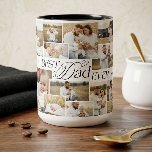 Elegant Fathers Day Best Dad Ever Photo Collage ツートーンマグカップ