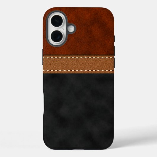Elegant Faux Black Red Brown Leather Suede Print Case-Mate iPhoneケース (裏面)