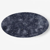 Elegant Faux Blue Foil Silver Stars Christmas  ペーパープレート (アングル)