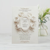 Elegant Faux Embossed Peonies Formal Wedding  招待状 (スタンド正面)