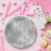Elegant Faux Foil Silver Stars Christmas  ペーパープレート (パーティー)