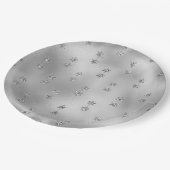 Elegant Faux Foil Silver Stars Christmas  ペーパープレート (アングル)