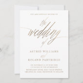 Elegant Faux Gold Calligraphy the Wedding of 招待状 (正面)
