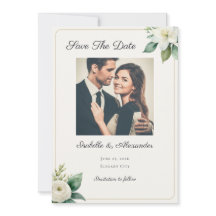 Elegant Faux Gold Frame White Floral Custom Photo