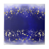 Elegant Faux Gold Glitter sparkle Blue  タイル (正面)