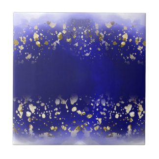 Elegant Faux Gold Glitter sparkle Blue  タイル