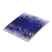 Elegant Faux Gold Glitter sparkle Blue タイル (側面)