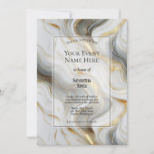 Elegant Faux Gold, Grey and White Marbled Event 招待状 (正面)