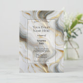 Elegant Faux Gold, Grey and White Marbled Event 招待状 (スタンド正面)