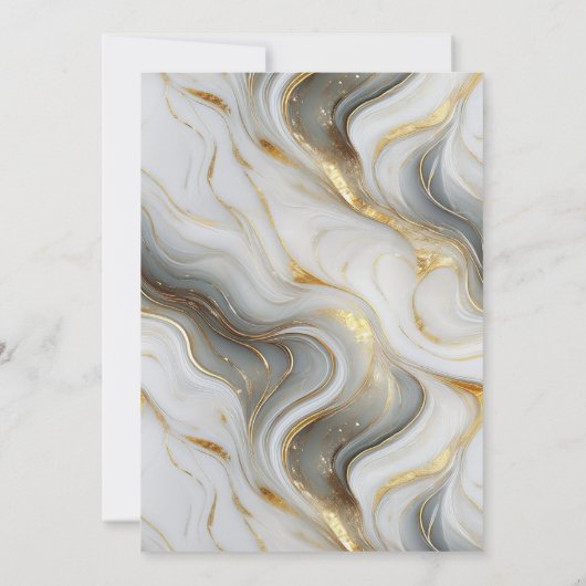 Elegant Faux Gold, Grey and White Marbled Event 招待状 (裏面)