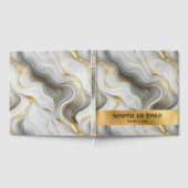 Elegant Faux Gold Grey White Marbled Wedding ゲストブック (全面)