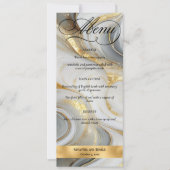 Elegant Faux Gold Grey White Marbled Wedding Menu 招待状 (正面)
