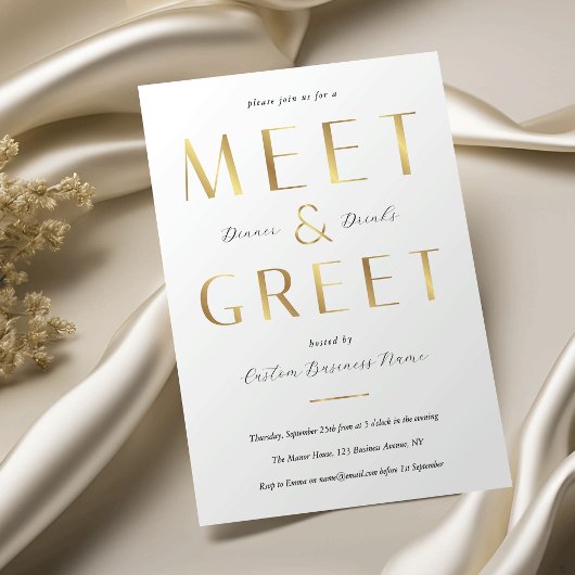 Elegant Faux Gold Meet & Greet Corporate Business 招待状