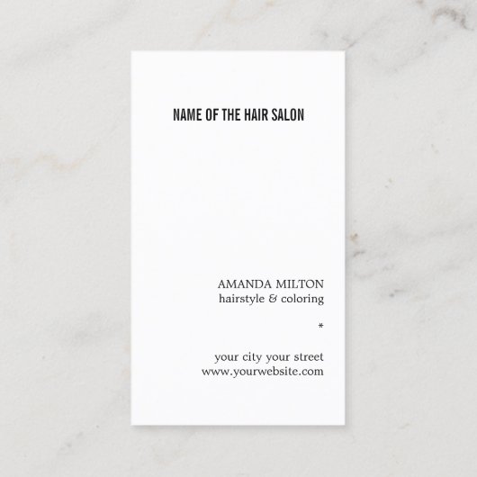 Elegant Faux Gold Scissors Comb Hairstylist 名刺 (裏面)