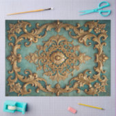 Elegant Faux Gold Teal Decoupage  薄葉紙 (クラフト)