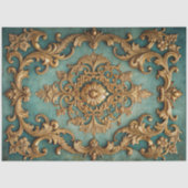 Elegant Faux Gold Teal Decoupage  薄葉紙 (正面)