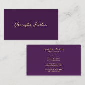 Elegant Faux Gold Typography Script Text Purple 名刺 (正面/裏面)