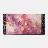 Elegant Faux Marble Black Ornate Trim デスクマット (正面)