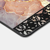 Elegant Faux Marble Black Ornate Trim デスクマット (コーナー)