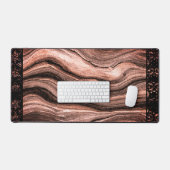 Elegant Faux Marble Black Ornate Trim デスクマット (キーボード&マウス)