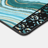 Elegant Faux Marble Black Ornate Trim デスクマット (コーナー)