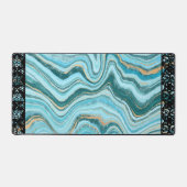 Elegant Faux Marble Black Ornate Trim デスクマット (正面)