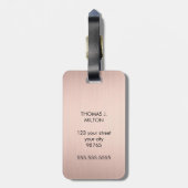 Elegant Faux Rose Golden Bold Monogram  ラゲッジタグ (裏面縦)