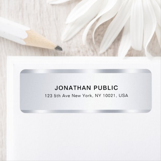 Elegant Faux Silver Template Modern Return Address ラベル (インサイチュ)