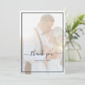 Elegant Faux Vellum Overlay Photo Wedding Thank Yo サンキューカード (スタンド正面)