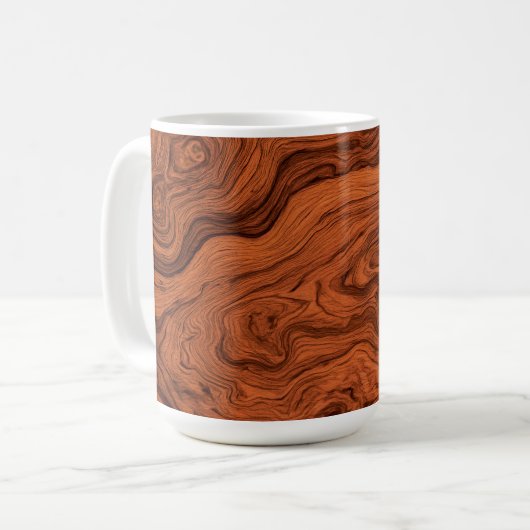 Elegant Faux Walnut コーヒーマグカップ (正面左)