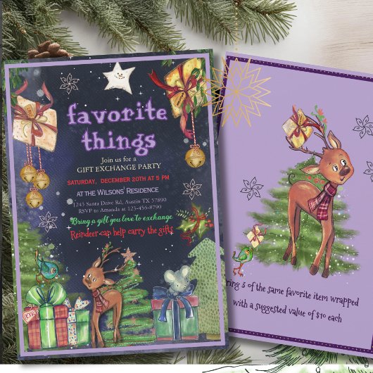 Elegant Favorite Things Gift Exchange I Night Sky 招待状