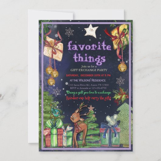 Elegant Favorite Things Gift Exchange I Night Sky  招待状 (正面)