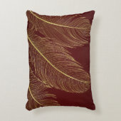 Elegant Feather Art In Rich Burgundy Luxury Tones アクセントクッション (正面(垂直))
