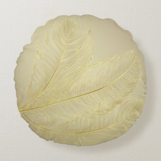 Elegant Feather Design For Luxurious Celebrations ラウンドクッション (正面)