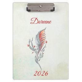 Elegant Feather Floral Watercolour  clipboard  クリップボード